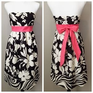 Charlotte Russe Black/White/Pink Strapless Dress